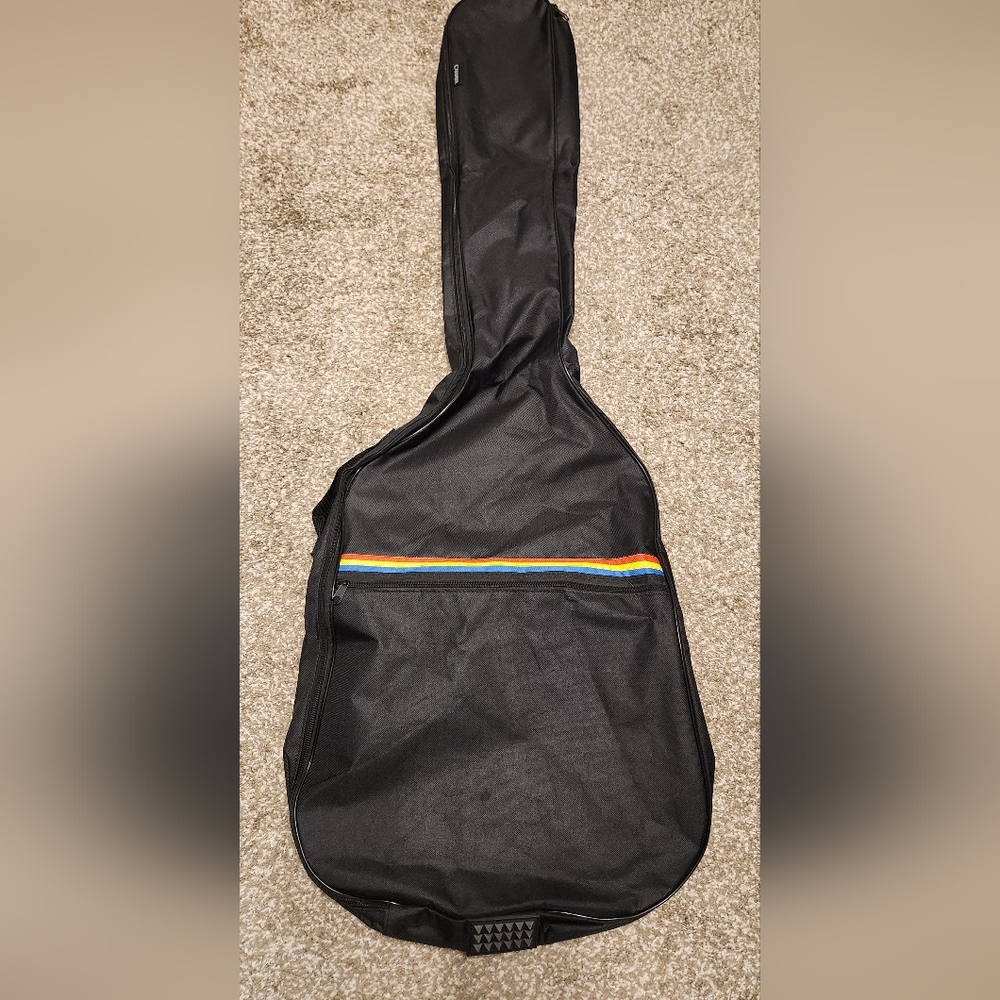 Black Guitar Bag with Rainbow Stripe